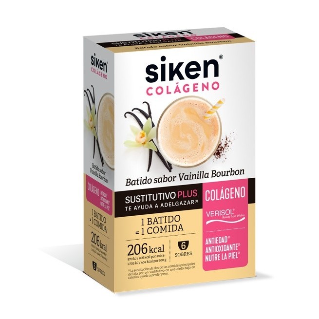 Siken Sustitutivo Colágeno Batido Vainilla Bourbon 6 Sobres