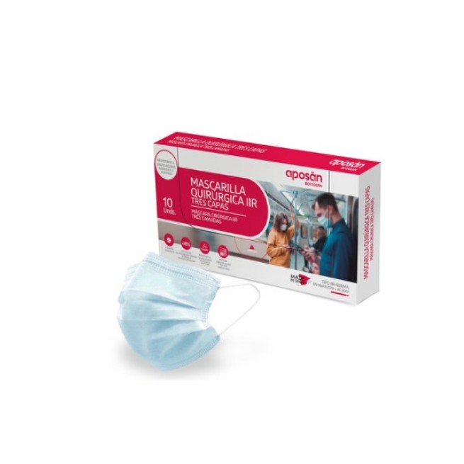 Mascarilla  Aposan Quirúrgica Adultos. 10 Unidades